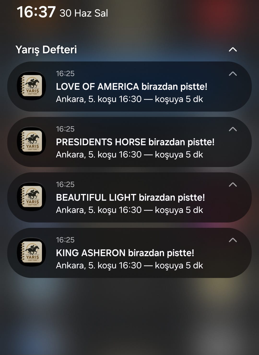 Koşuya 5 dakika kala gelen push bildirimleri